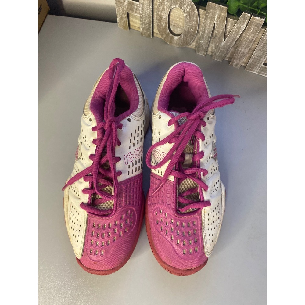 K Swiss Womens Tennis Shoes Pink White‎ Low Top Lace Up Athletic Size 5 - Picture 4 of 6